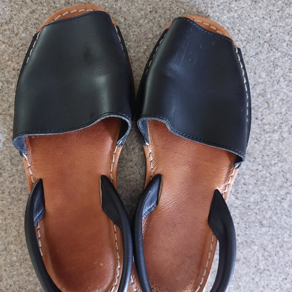 Black leather Spanish Espadrilles